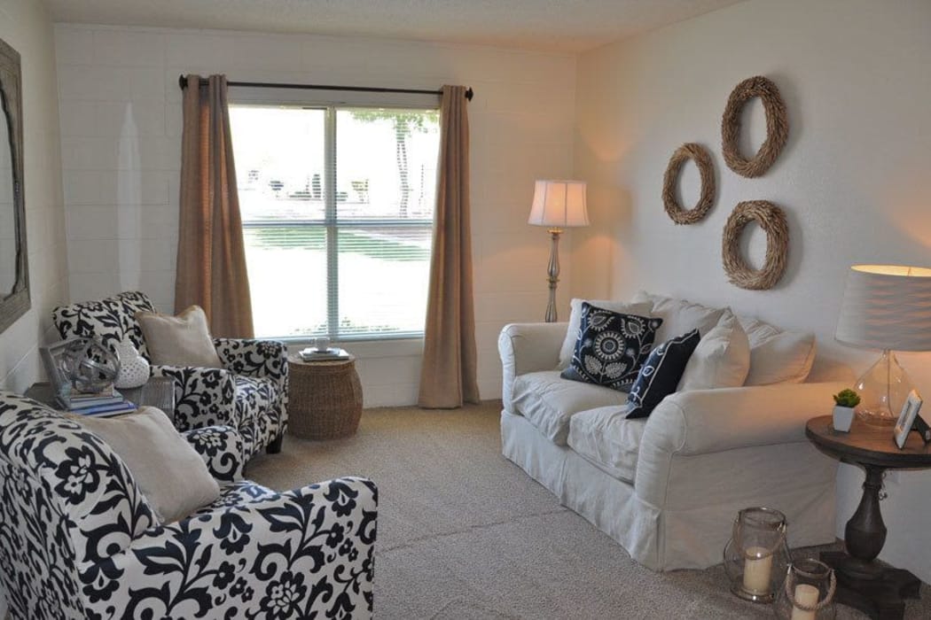 Cozy living room at The Phoenix Apartments in El Paso, Texas