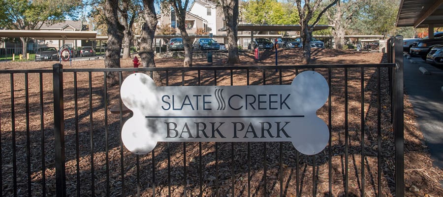Pups are welcome at the Bark Park at Slate Creek Apartments in Roseville, California