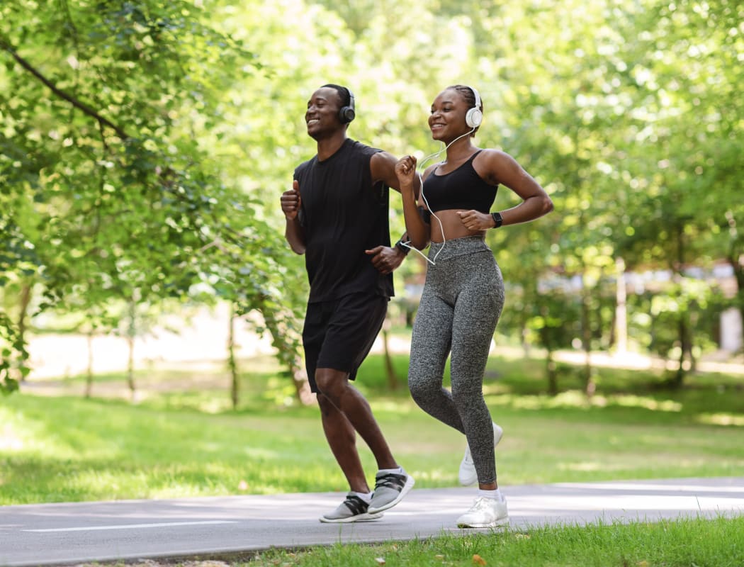 Residents having a jog near EnVue Apartments in Bryan, Texas