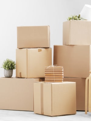 A stack of boxes at Nova Storage in Palmdale, California