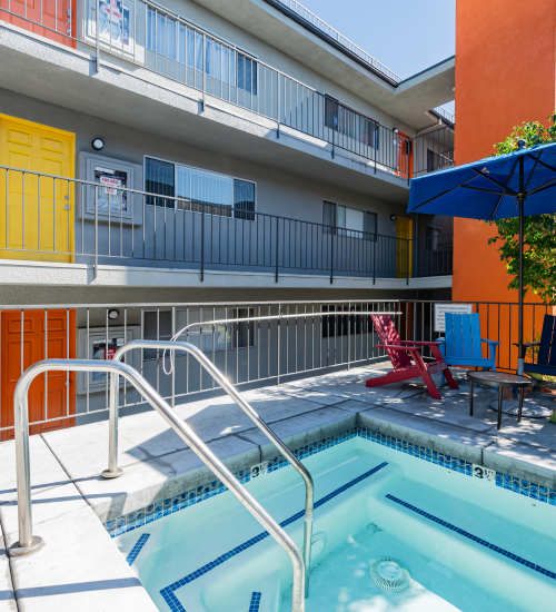 Swimming pool at Legacy at Westglen in Glendale, California, 