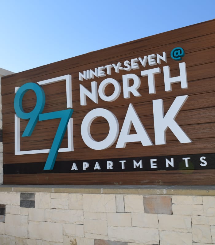 Front sign at 97@ North Oak in Kansas City, Missouri