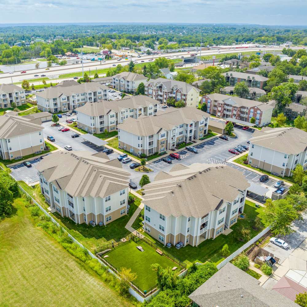 Aerial view of the community at Celtic Crossing in St. Peters, Missouri