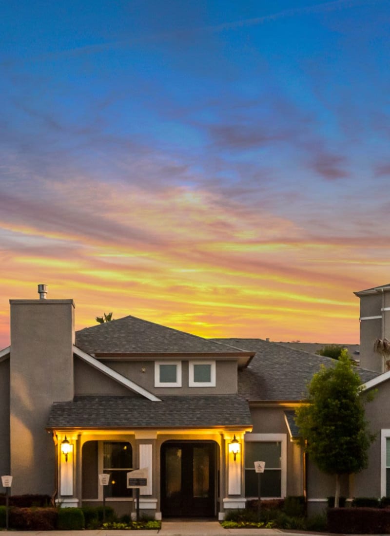 Clubhouse at sunset at Marquis at Crown Ridge in San Antonio, Texas