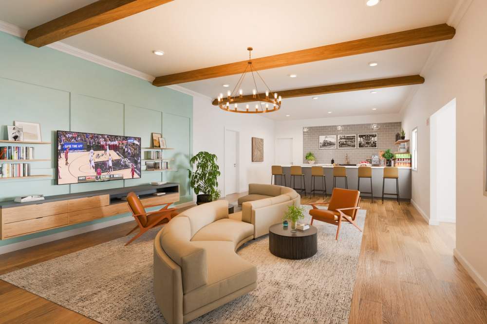 Luxury living room with modern furniture at Russ Town Crossing in Ruston, Louisiana