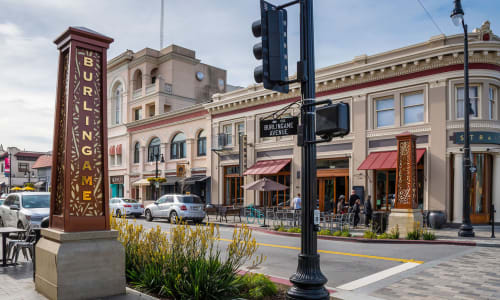 Burlingame sign near Alta off the Avenue in Burlingame, California