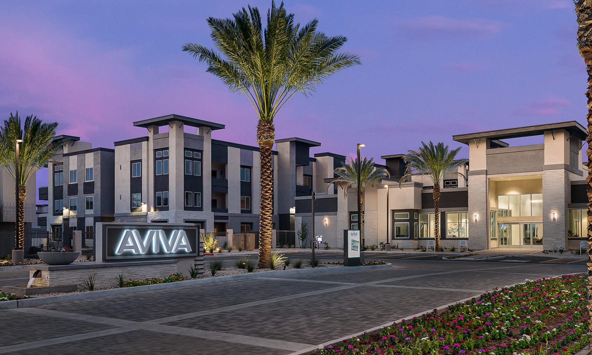 Community entrance in Goodyear, Arizona at Aviva Goodyear