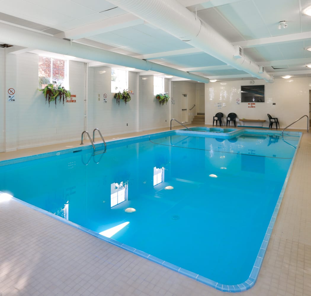 Beautiful indoor pool at Fraser Tolmie Apartments in Victoria