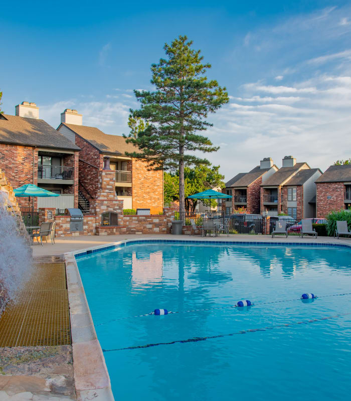 Large swimming pool at The Warrington Apartments in Oklahoma City, Oklahoma