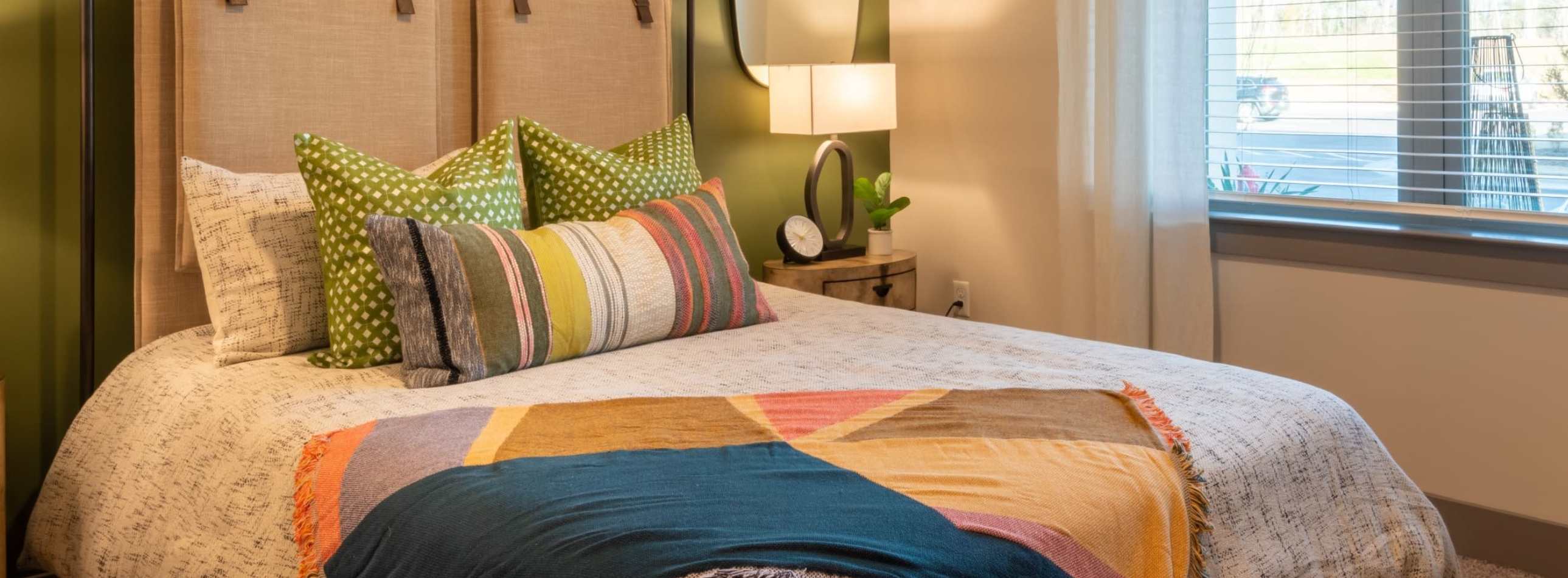 Modern bedroom at The Reserve at Patterson Place in Durham, North Carolina