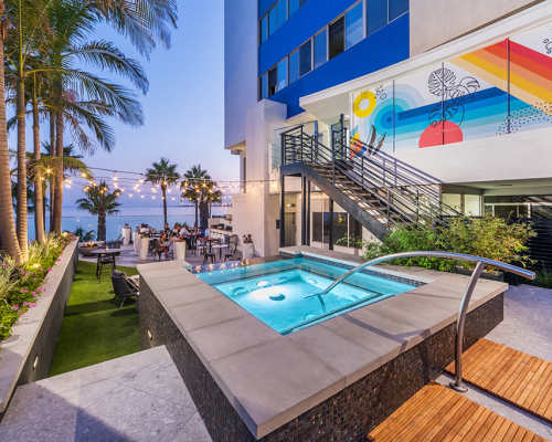 Hot tub with a view at 1900 Ocean Apartment Homes, Long Beach, California