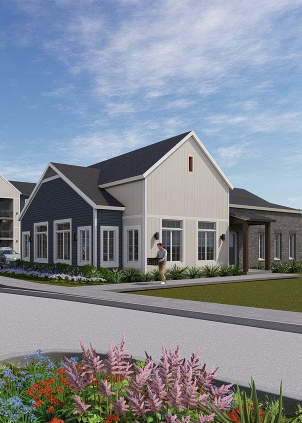 View of exterior of apartments at Landry Commons in Lafayette, Louisiana