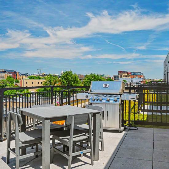 Community room rooftop patio at Vicino in Madison, Wisconsin