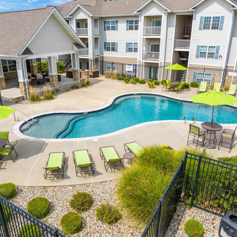 Serene swimming pool at Celtic Crossing in St. Peters, Missouri