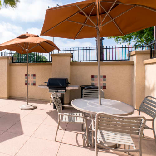 Clubhouse grill and covered seating at Orleck Heights in San Diego, California