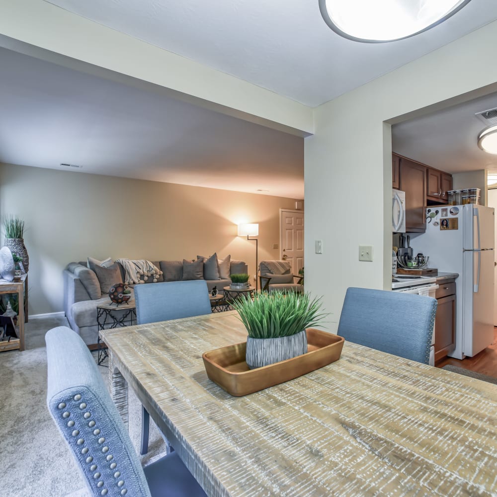 Dining table in an apartment at Ellet Park Gardens, Akron, Ohio