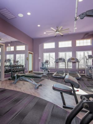 Fitness center at Portico at Friars Creek Apartments in Temple, Texas