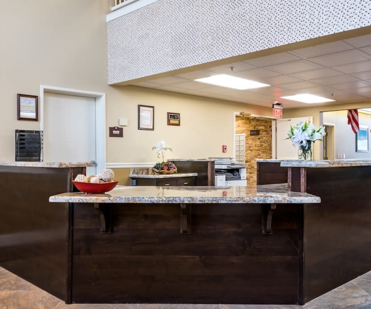 Front desk at Pacifica Senior Living Klamath Falls in Klamath Falls, Oregon