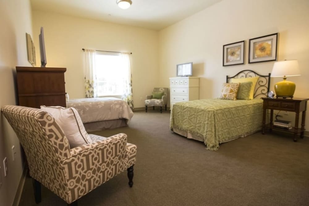 Resident bedroom at The Pointe at Summit Hills in Bakersfield, California. 