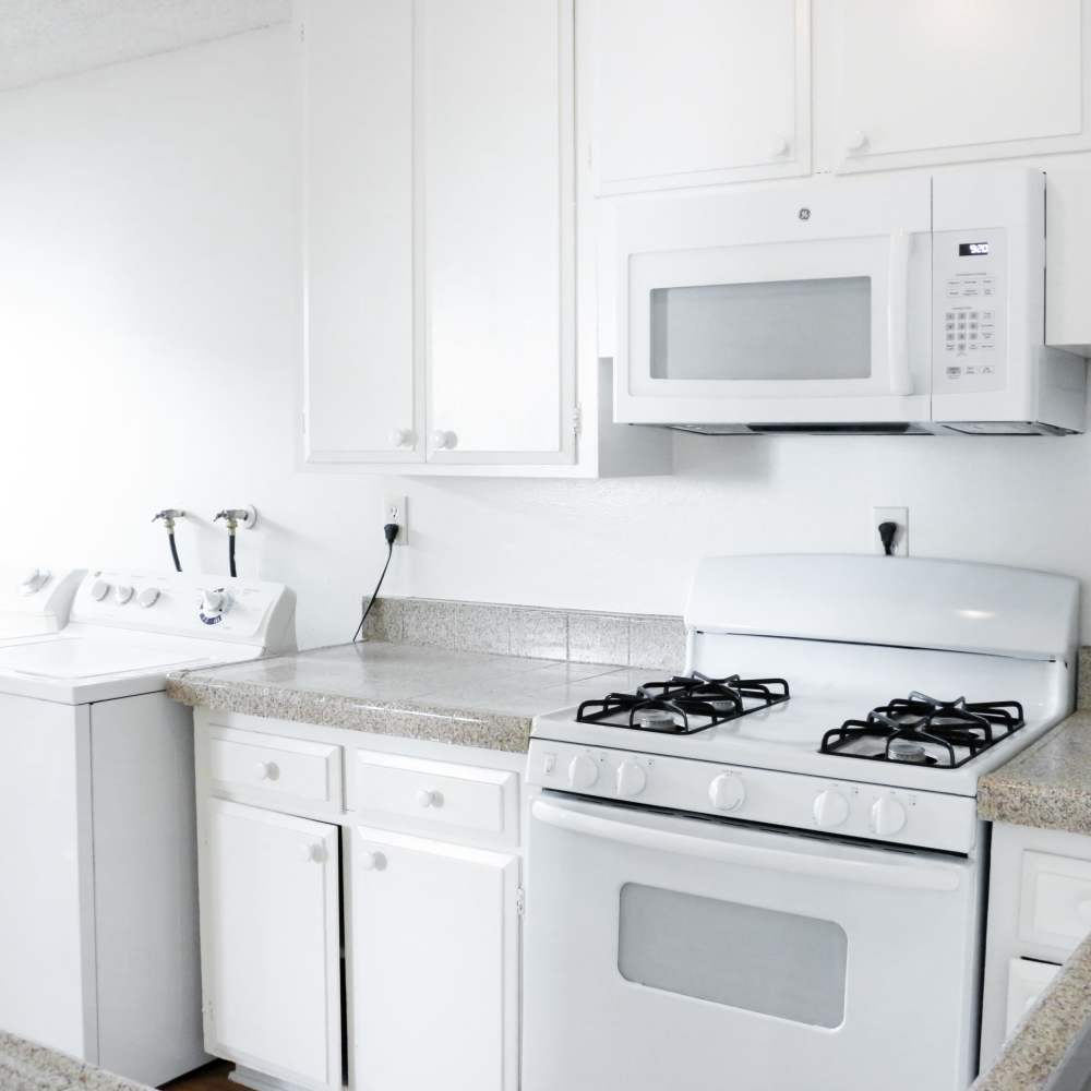 Fully equipped kitchen at Huntington Reef in Huntington Beach, California