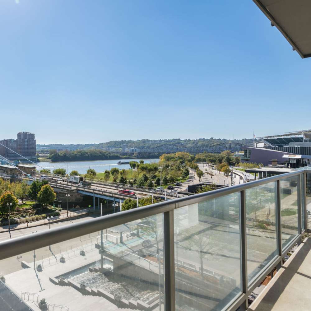 Private balcony at Current at The Banks in Cincinnati,Ohio