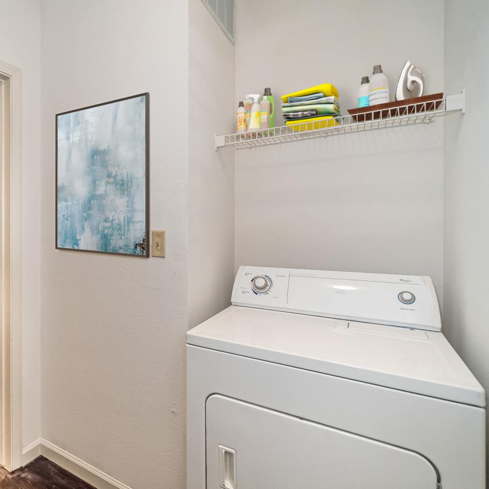 Washer and dryer area at The Boulders At Katy Trail in Saint Charles. MO