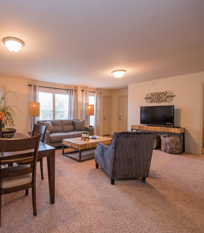 Carpeted living room at Prairie Springs in Oklahoma City, Oklahoma