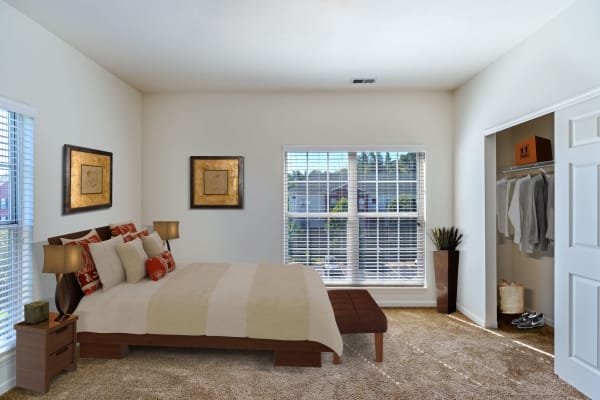 Cozy bedroom at Christopher Wren Apartments & Townhomes in Wexford, Pennsylvania