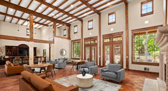 Community Room With Fireplace at Sedona Ranch Apartments Apartments in San Antonio, 