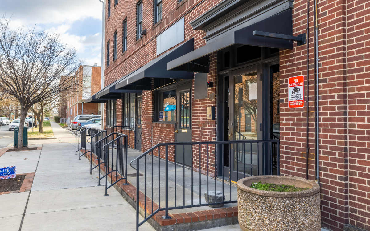 Community entrance gate at Dundalk Village in Dundalk, Maryland  