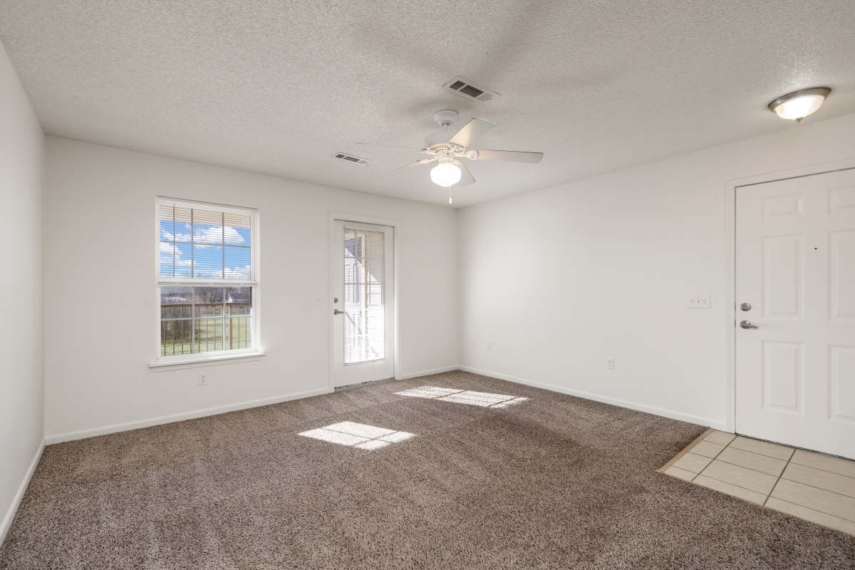 Living room at Churchill Apartments in Marshfield, Missouri