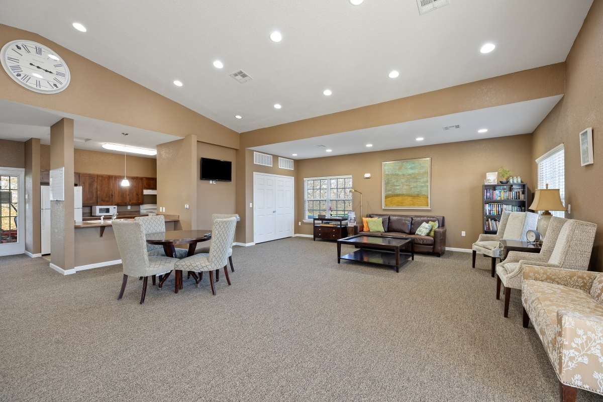 Clubhouse with premium features at Ridgeway Villas At The Legends in Raymore, Missouri