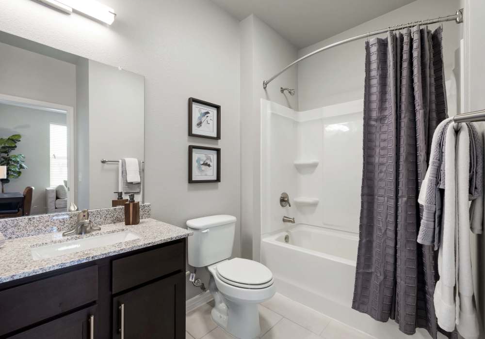 Bathroom with vanity unit at Riverstone in San Marcos,Texas