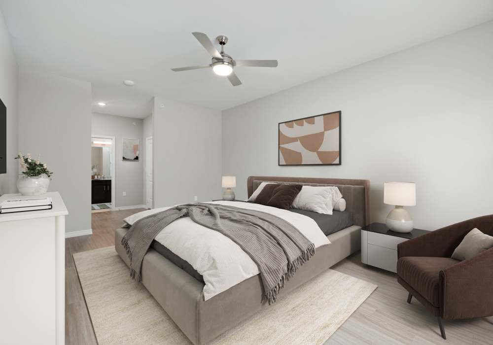 Natural color bedroom at Preserve at Gresham Lake in Raleigh, North Carolina