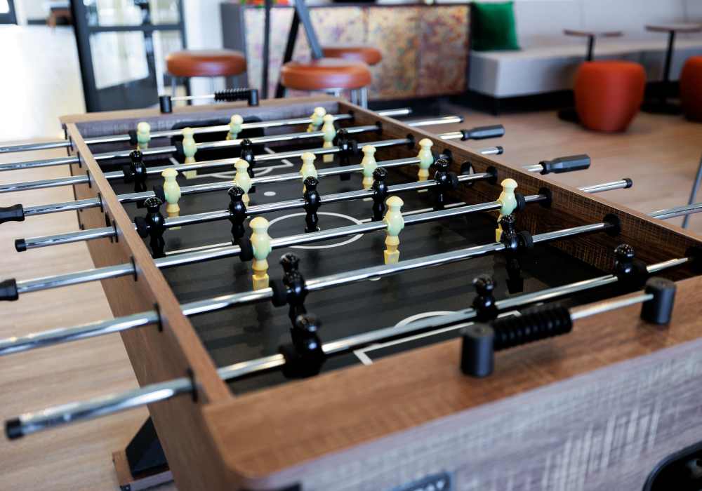 Foosball table at community lounge at Redwood in San Marcos, Texas