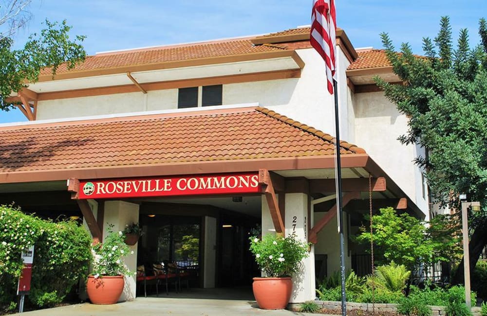 Entrance to Roseville Commons Senior Living in Roseville, California