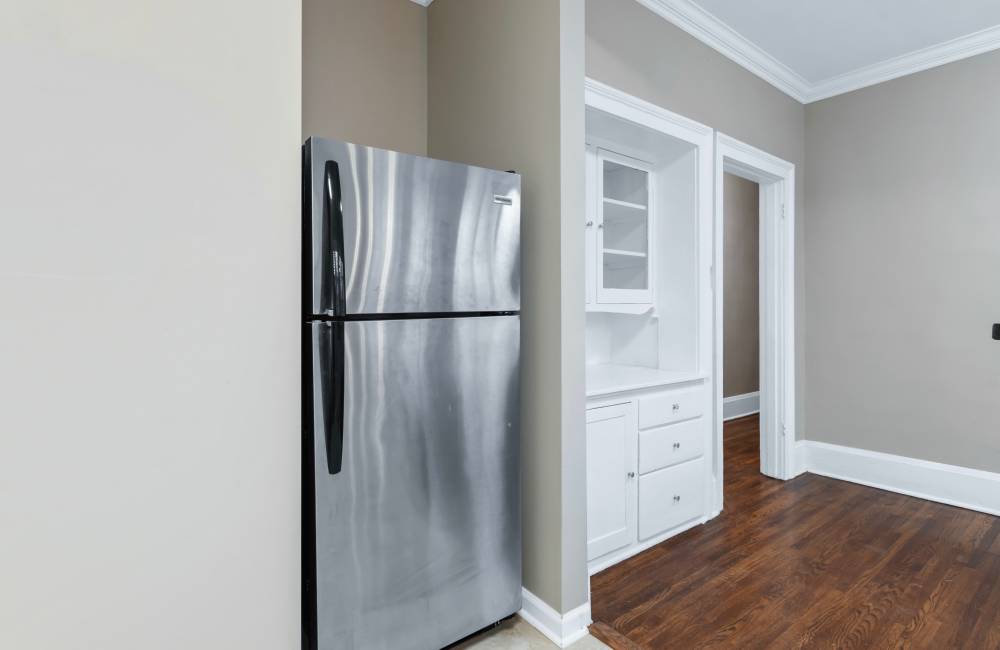 Kitchen with refrigerator at Hawthorne Park in Memphis,Tennessee
