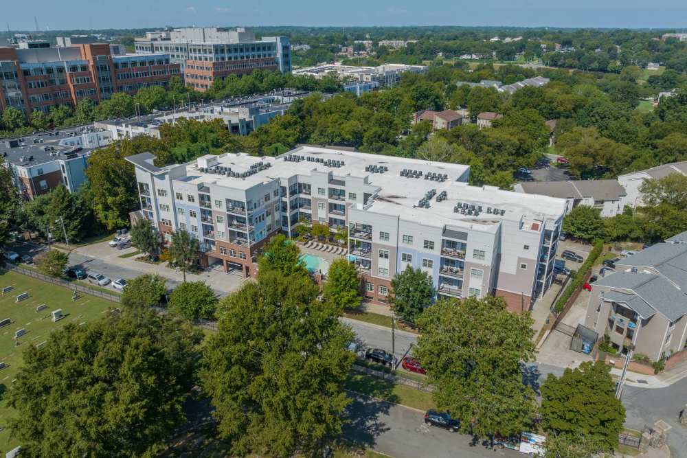 Community aerial view at Cedar Flats in Charlotte, North Carolina