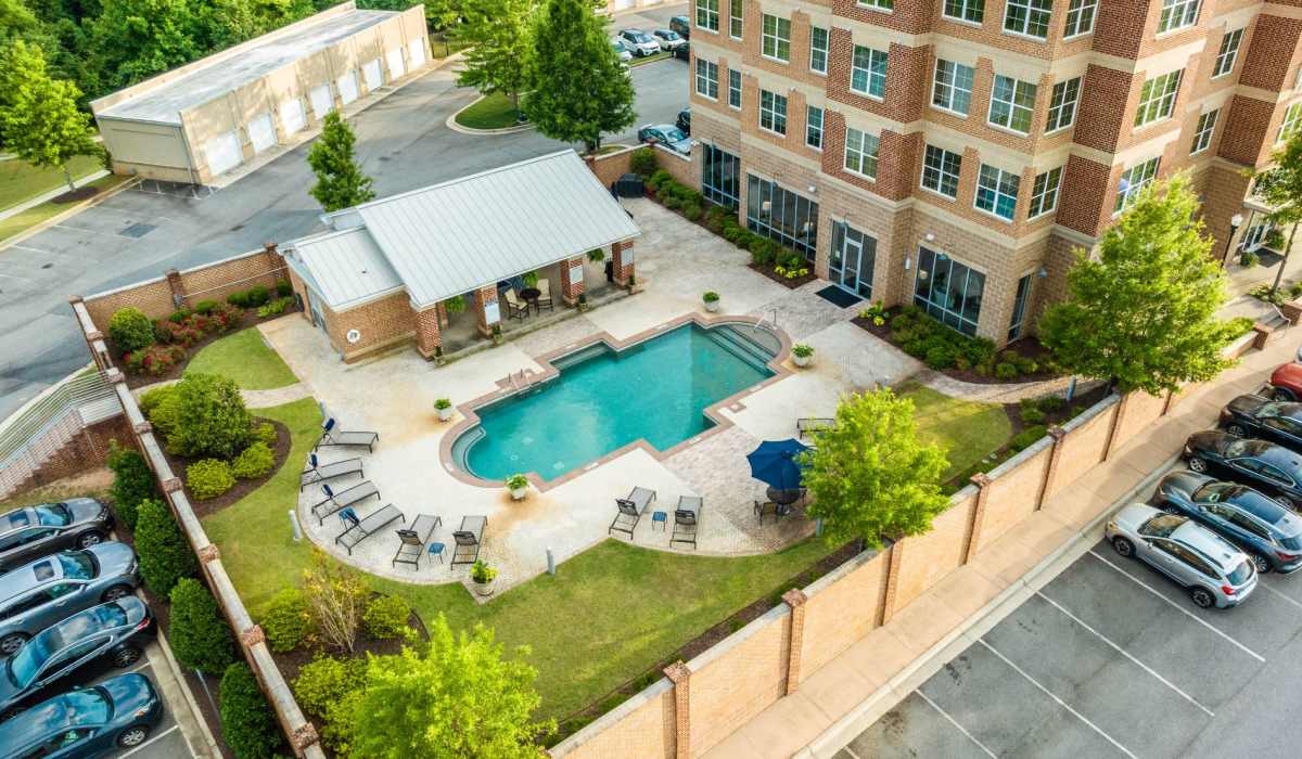 Rendering of residents swimming pool at Lofts At Bass in Macon, Georgia