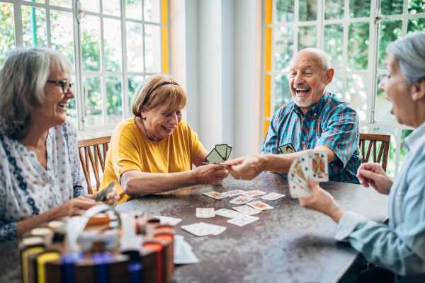 seniors playing cards