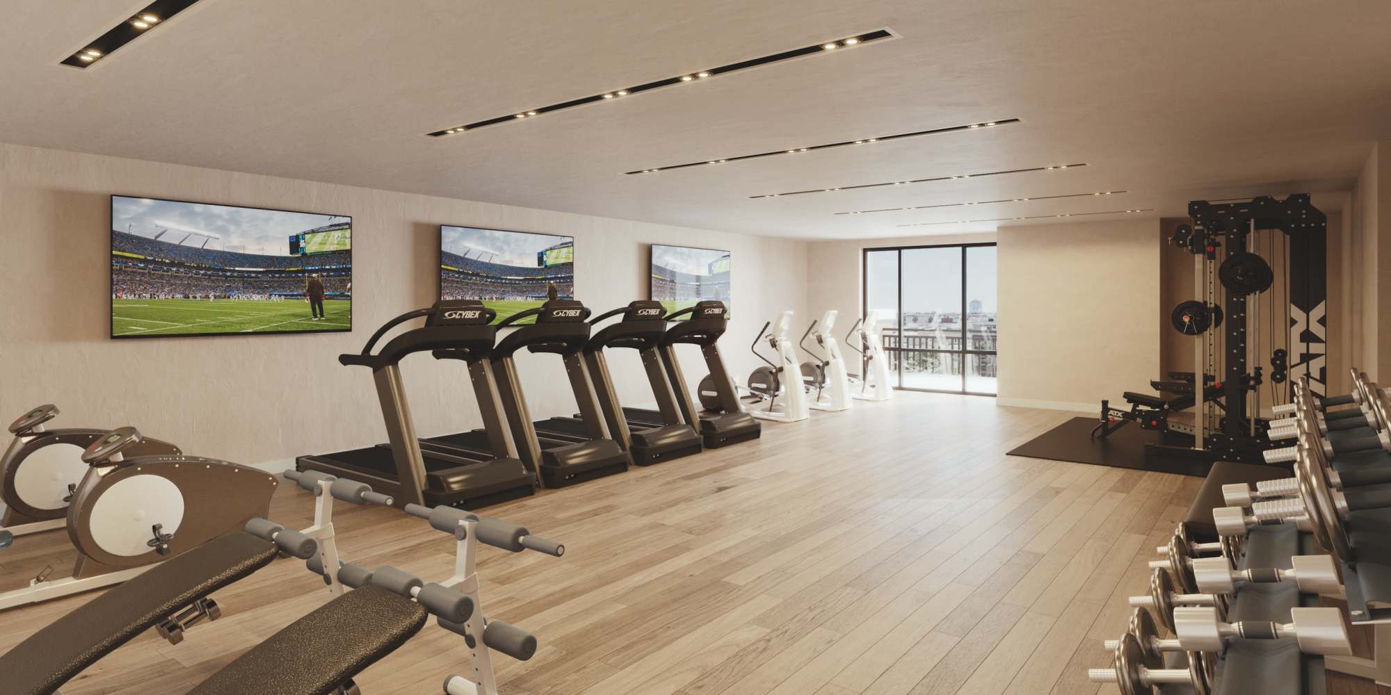 Community fitness center at The Maxx and The Alexandra in Pittsburgh,Pennsylvania