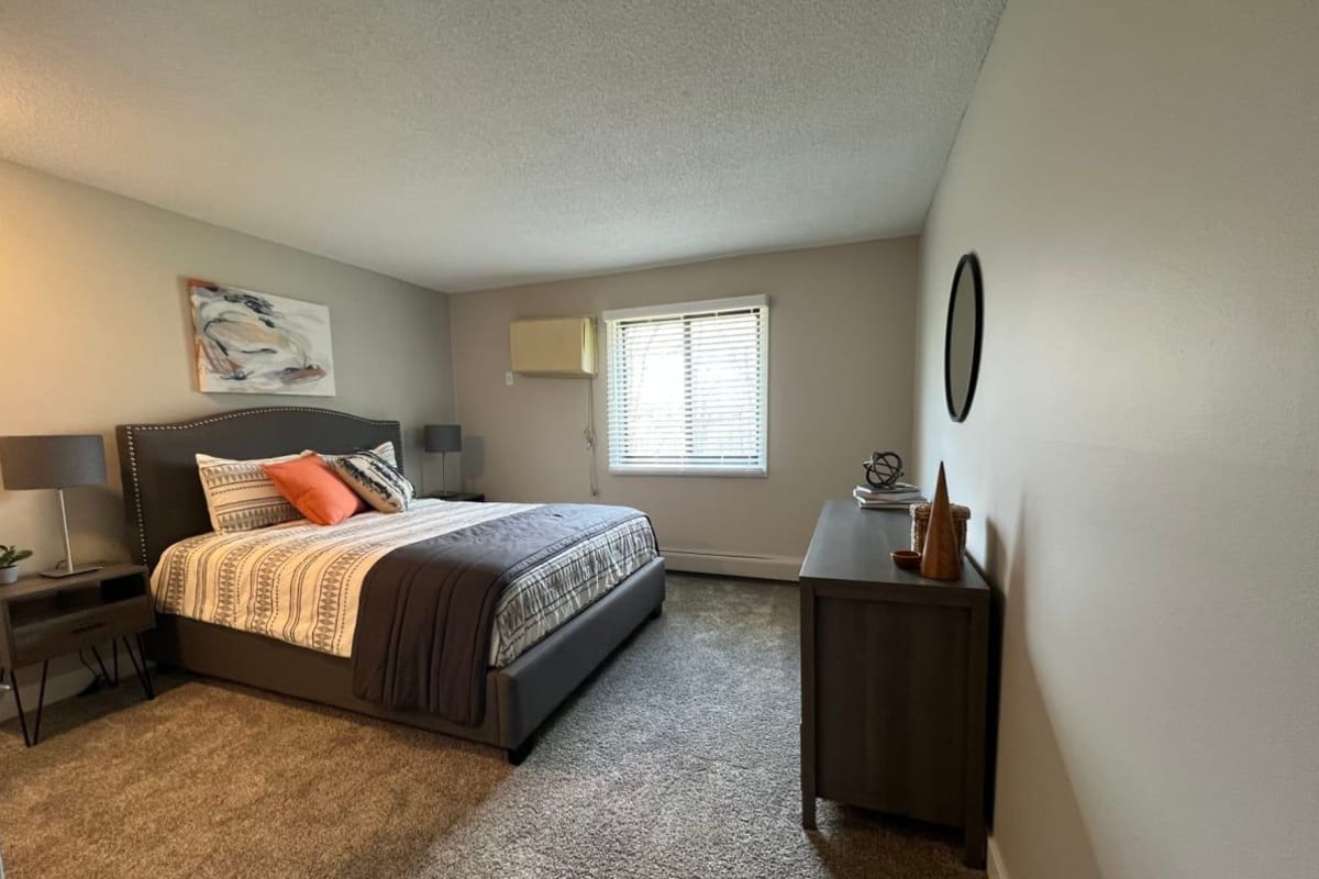 Apartment bedroom at The Pointe at Cedar Grove in Eagan, Minnesota