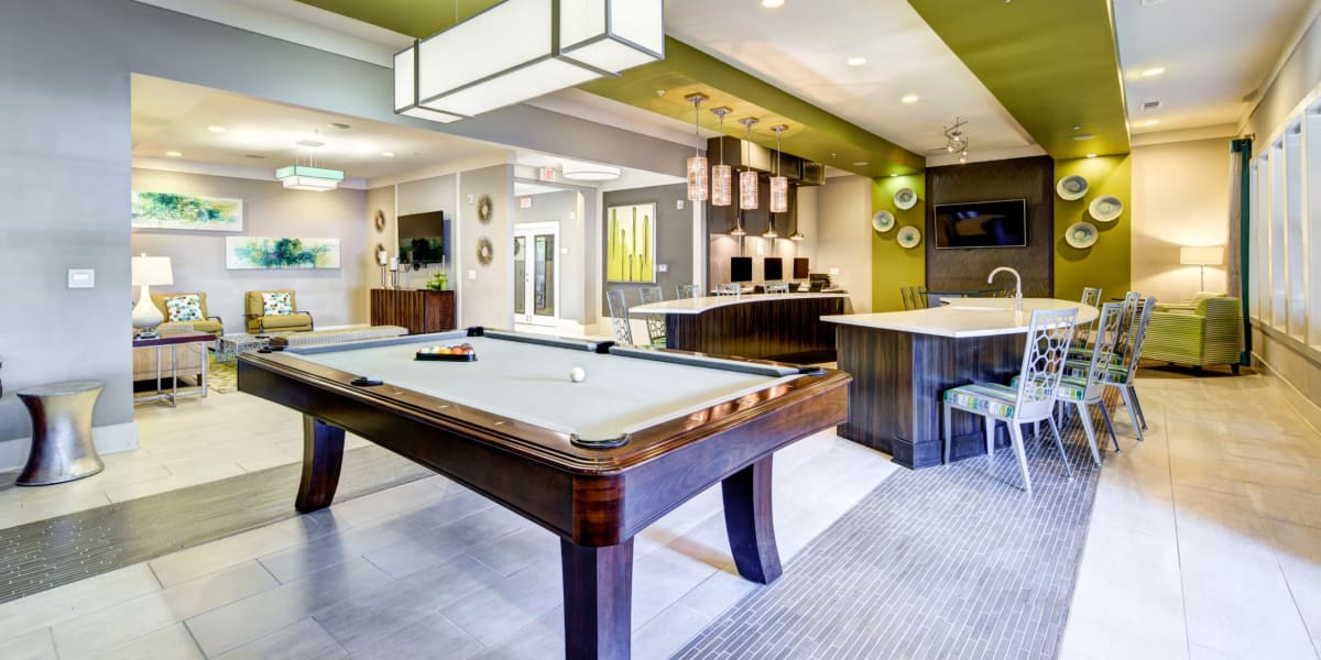 Game room at Marquis at Morrison Plantation in Mooresville, North Carolina