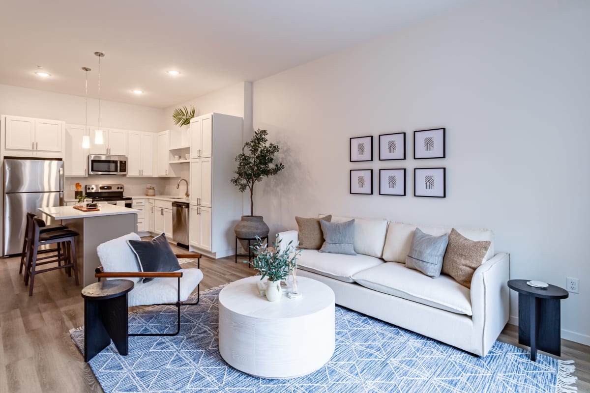Apartment living room at The Ellie in Eden Prairie, Minnesota