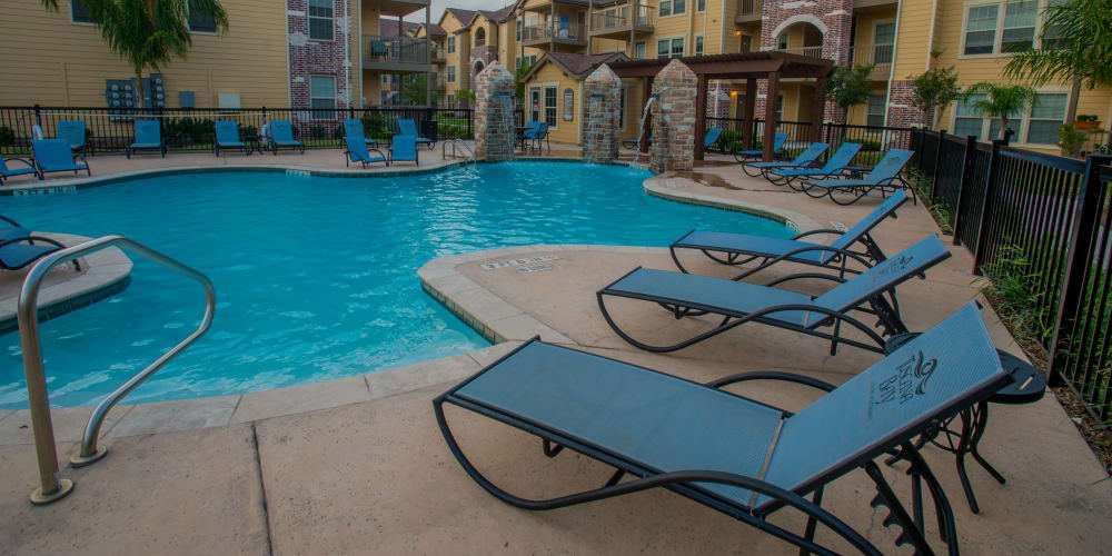 Large sparkling swimming pool at Tuscana Bay Apartments in Corpus Christi, Texas