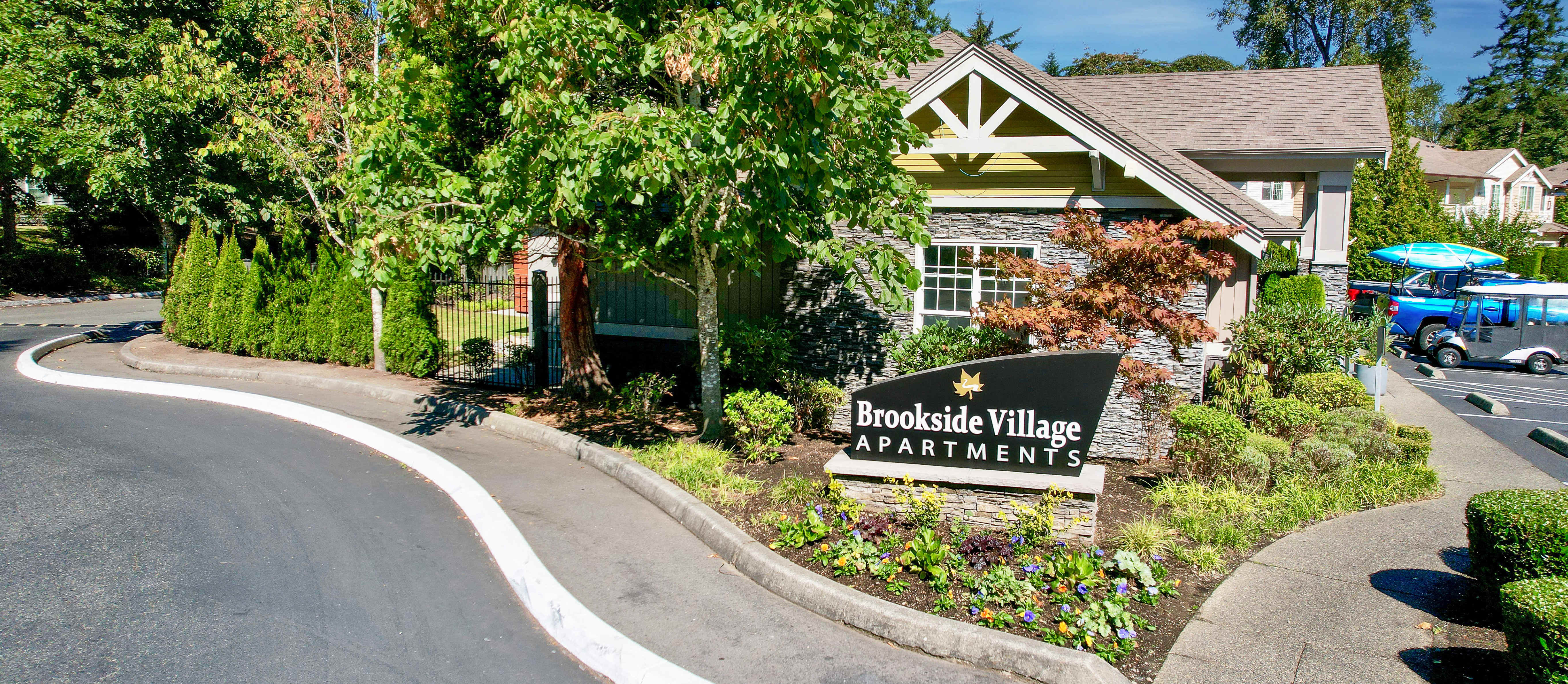 Leasing office entrance at Brookside Village in Auburn, Washington 