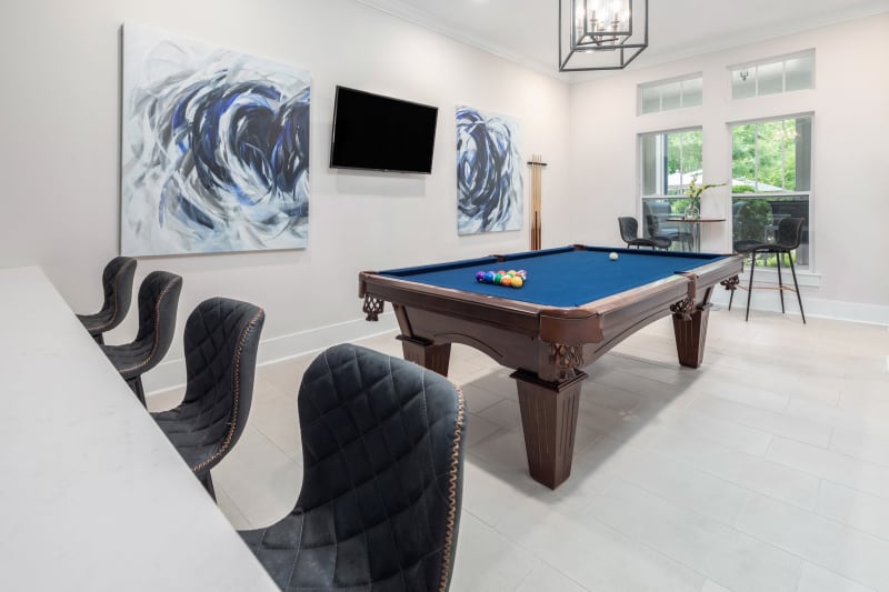 Clubhouse billiards table at The District in Charlotte, North Carolina