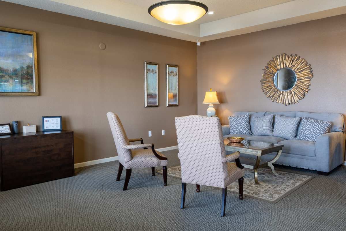 Modern comfortable living area at Adobe Ranch in Borger, Texas