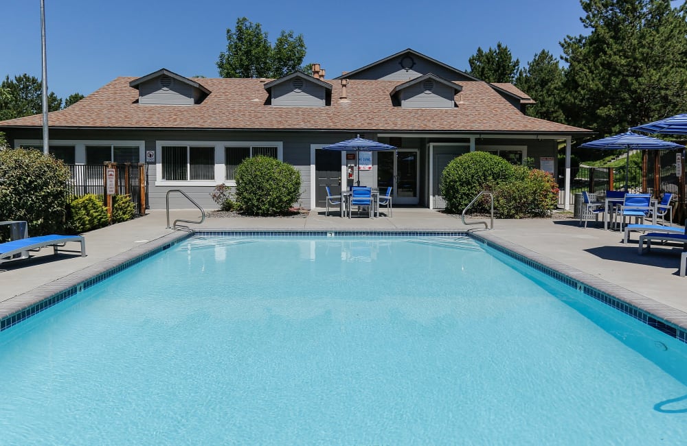 Resort style pool at Westcreek Apartments in Reno, NevadaClubhouse at 
