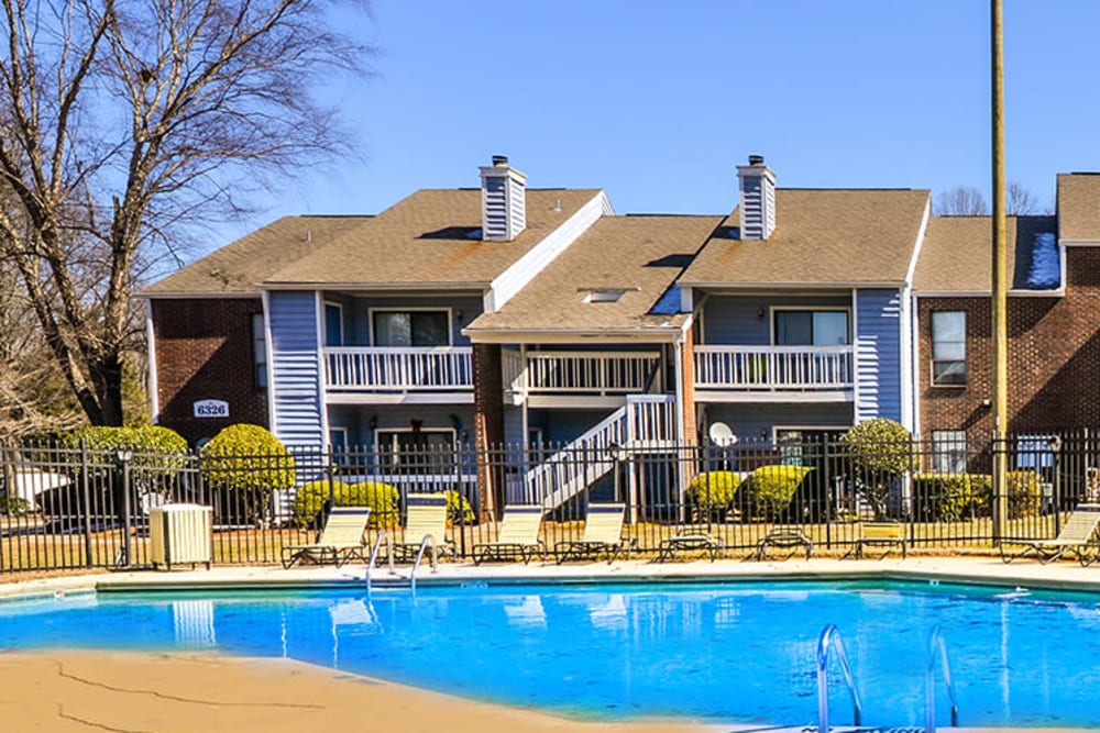 Modern swimming pool at Devonwood Apartment Homes in Charlotte, North Carolina